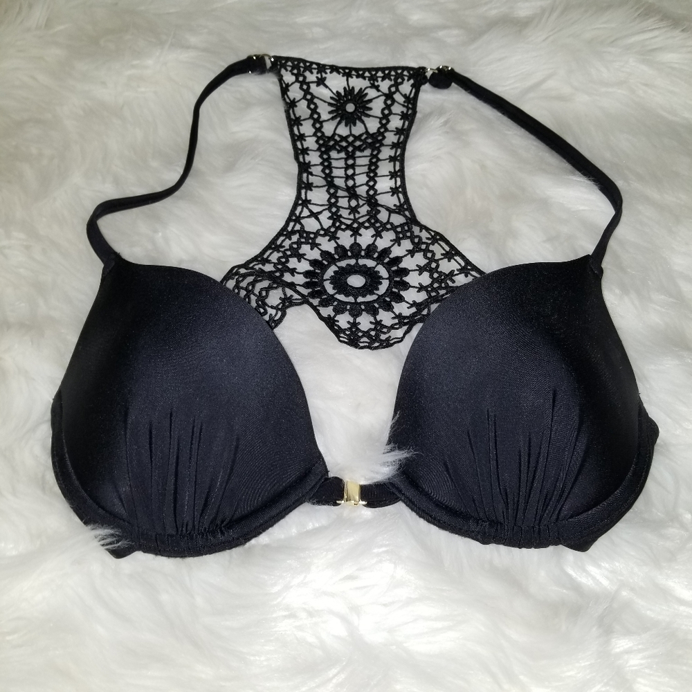 Bikini Top Sz M XHALATION Black Lace front closure
